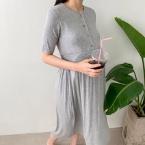 국내제작 임부 반팔 캡내장 레이온 수유 원피스 홈웨어 임산부 수유복