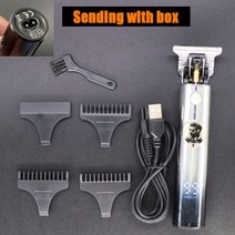 절단석 그라인더날 절단톱 멀티 연마 날 2021 USB T9 충전식 전문 헤어 클리퍼 절단 전기 무선 면도기 트리머 0mm 남성 이발사 기계 남성 수염, LCD 그라데이션 실버