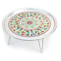 양은 밥상 둥근 잔칫 가벼운 옜날 자취 레트로 철밥 교자 자개 접이식 테이블 상 2인용, 접이식 양은밥상 (2인용)