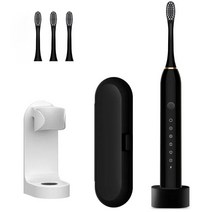 최신 초음파 전동 칫솔 충전식 usb with base 6 모드 성인 음파 칫솔 ipx7waterproof 여행 상자 홀더, [06] black type 2