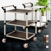 국산 서빙카트 식당 트롤리 한식집 음식 운반카 2단 3단중 주방 부페 논슬립 트레이, 일반형 오레건월넛 3단 중