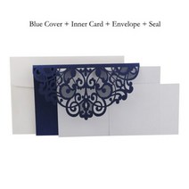 50pcs 컷 결혼식 웨딩 초대 카드 RSVP 인사말 장식 파티 용품 사용자 지정, 50sets 블루 Cards