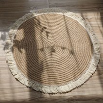 [천삼백케이] [메이퀸] 라탄 원형 테슬 러그 100cm
