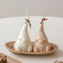 산타 요정 크리스마스 트리겨울 필라캔들 향초 인테리어 양초 집들이선물, 베이지