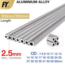 알루미늄 아연 사각 파이프 FUYI 25mm 두께 760mm OD 스트레이트 300mm 500mm 긴 원형 6063 합금 튜브, OD 19 x ID 14mm+300mm, OD 19 x ID 14mm+300mm