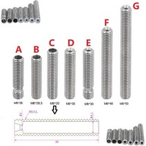 테프론튜브 테프론 호스 램프 5pcs mk8 m6 스레드 2626.5304050mm 슬롯 ptfe 튜브가있는 열 차단 1.75mm 필라멘트 makerbot 용 3d 점적테이프, 50mm, 5개