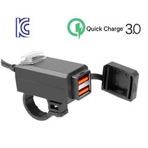 KC인증 피트인 오토바이 일반형 QC 3.0 USB 충전기 퀄컴 스마트폰 2구 고속충전 USB포트 충전, QC일반형USB, 1개
