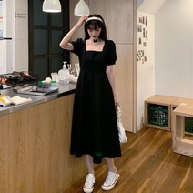 하젤 그렌 스퀘어넥 퍼프 롱원피스_M1158
