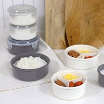 플라팜 밀폐 3칸 직장인도시락통 2P세트 냉동밥보관용기 반찬통, 소형(아이보리1p+아이보리1p), 1set, 2P
