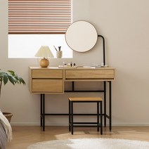 [23ss신상인기화장대] 파로마 라비르 원형거울 수납화장대 거울화장대 철제프레임 화장대, 오크