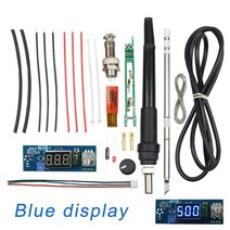 전기 장치 디지털 납땜 인두 스테이션 온도 컨트롤러 키트 HAKKO T12 핸들 DIY 키트 w/ LED 진동 스위치, [04] Blue display kit
