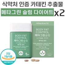 바이탈 뷰티 메타 그린 슬림 식후 먹는 다이어트 보조제 녹차 카테킨 콜레스테롤 관리 체지방 감소 도움 국내 슬리밍 건식 최초 비건 인증 장용성 코팅 다이어크 다이아트 추천 정품, 2박스, 90정