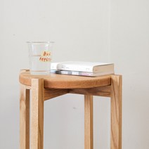 오크 원목 원형 스툴, 1개