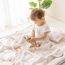 롤베이비 샤베트 인견 아기 유아 여름 이불 패드 베개 어린이집 낮잠이불 3종 세트 솜베개, 스케치 베어