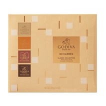 [유로파] 고디바 사각 프리미엄 초콜릿 세트 GODIVA Carres 60조각 밀크 다크 화이트 발렌타인데이 화이트데이 선물용, 1팩, 310g