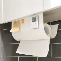 소소하게 양면테이프NO 고정홀더 EU감성 키친타올걸이 자석홀더, 원형 화이트