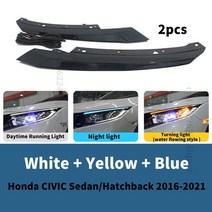 LED 헤드 라이트 눈썹 혼다 호환시빅 용 동적 10th 4D Sedan Hatchback DRL Turn Signal, 01 White Yellow Blue