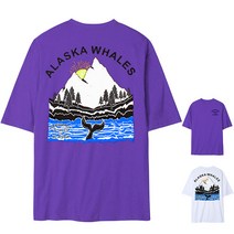 (M-5XL) 오버핏 반팔 남자 여자 빅사이즈 티셔츠_알래스카