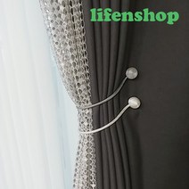 라이프엔 마그네틱 커튼장식 타이백 후사고리 집게걸이 커튼타이, 1개, 그레이