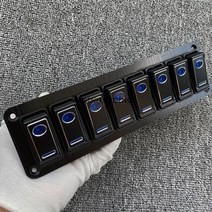 판넬스위치 램프 명판 방수 금속 닦았 스위치 패널 23468 갱 12v24v 로커 스위치 패널 자동차 rv 캠퍼 캐러밴 요트 트럭 led, 8 갱 블랙 블루