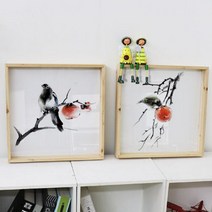 데코밍샵우드프레임액자_새와감나무(중형)_우드프레임액자, 1.까치
