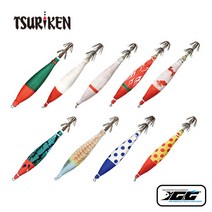 쯔리겐 이카 스키테 4호(2개입) 한치 에기 이카메탈 슷테 쭈꾸미 갑오징어 루어 낚시, 야광불꽃