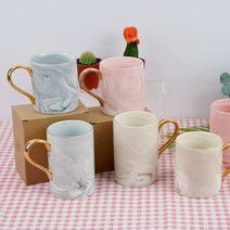 까사무띠 마블 머그컵 머그잔 홈카페 선물용 컵, 450ml, 핑크