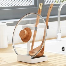 Threeofus 냄비뚜껑 거치대 국자 받침 조리도구 받침대, 1개, 시크 블랙