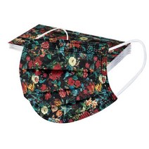 성인용 마스크 플라워 프린트 일회용 크리스마스 마스크 3 겹 귀걸이 페이스 마스크 10 개, S-10PCS