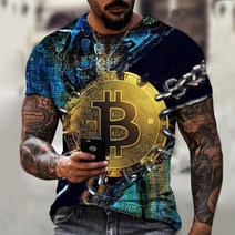 기념주화 비트코인선물 모형소품폭발적인 2022 봄과 여름 새로운 반팔 Bitcoin 3D 인쇄 된 t-셔츠 거리 동, 10 dyp-2289_06 XL