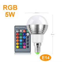 제이즈 3W 1Pcs 5W 7W 10W RGB 장식 전구 E27 E14 GU10 AC 110V 220V LED 램프 24 키 리모터 조광기 다채로운 야간 조명 B43, [07] E14 Rgb