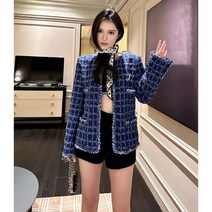 여성 정장 데일리 결혼식 하객룩 트위드 블루 체크 고급 수입 트위드재킷 봄 가을 유퀴즈 전도연 이보영 차정원 기은세 스타일 자켓