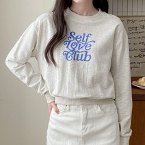 러브 여성 봄 맨투맨 티셔츠 크롭 라운드넥 긴팔티