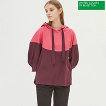 베네통 배색 후드 블라우스_BABL09041
