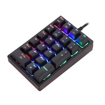 K24 미니 숫자 키패드 프로그래밍 가능한 유선 RGB 백라이트 21 키 노트북 DIY 게임용 데스크탑 컴퓨터 용 ABS 컴팩트, 5.20x3.39x1.65inch., 아베, 블루 스위치