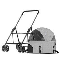 WonRay 강아지 반려생각 디럭스 원터치 폴딩 유모차 시트분리형 유모차, 그레이 20kg