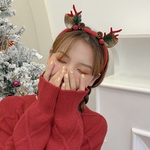 SGAKIC 크리스마스 루돌프 머리띠 사슴뿔, 레드