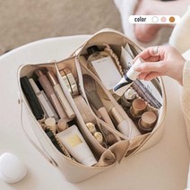 대용량 화장품정리함 휴대용 메이크업 보관가방 여행, 밀크 살구화이트 L+XL 원데일리 원트래블