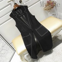 [Myshe]여름 여성 블랙 정장조끼 롱 베스트 Jun01LTT601MJ01