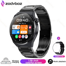 for huawei watch gt3 pro amoled smart watch women custom 다이얼 응답 전화 시계 nfc access control 방수 smartwat, 검은 강철