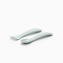 킨토 본보 유아 식기 이유식 스푼 앤 포크 세트, 블루그레이