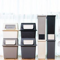 심플 분리수거함 플라스틱 수납적재함 재활용박스, 담다와이드50L, 아이보리