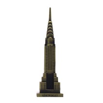 뉴욕 한 랜드마크 크라이슬러 빌딩 스카이스크레이퍼 금속 스노우볼예 기념품 홈 오피스 장식 소품 장식품 선물, [01] Antique Brass