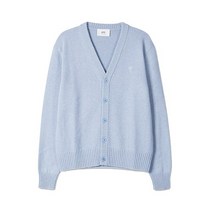 22FW AMI 톤온톤 체인스티치 하트 로고 캐시미어 가디건 라이트블루 HKC007 005