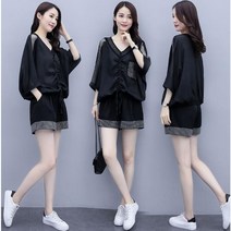 HUAQILIN 여성 트레이닝 세트 여름 캐주얼 패션 세트 빅 사이즈 반팔 반바지 투피스 M-4XL