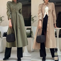 실버버드 여자 여성 럭셔리 트렌치 코트 롱 원피스 A라인 플레어 플리츠 싱글 바바리 핀턱 자켓 봄 가을