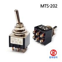 6파이 2단6핀 토글스위치 MTS-202 ON-ON 2회로6P UL인증 HJ-00722, 5개*1300원