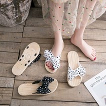 러블리 캐주얼 여성 도트리본 슬리퍼 뮬 샌들 바캉스 여자 샌달 -735056NH