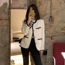 여성자켓 한국 스타일 화이트 하이 엔드 우아한 우아한 짧은 사교계 작은 정장 슬림 탑 여성용 봄 가을 상품