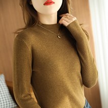 양털니트 여성 겨울 가을 반 폴라넥 이너셔츠 긴 소매 이너웨어 슬림 상의 2616025339